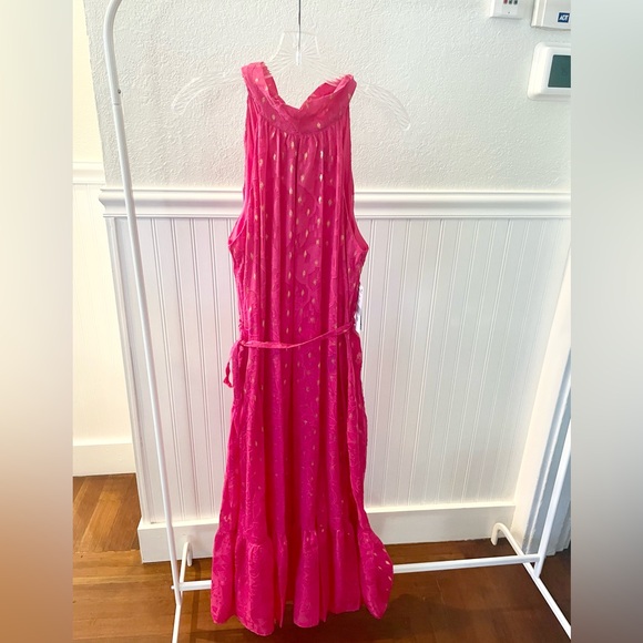 NWT Donna Ricco Halter Midi Dress - Fuchsia- Size 12 - Picture 3 of 10